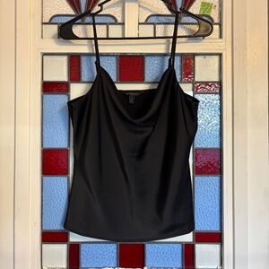 Black Satin Cowl Neck Tank Top